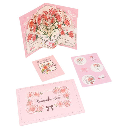 Felicitare 3D stil handmade model floral - roz - 15x10cm