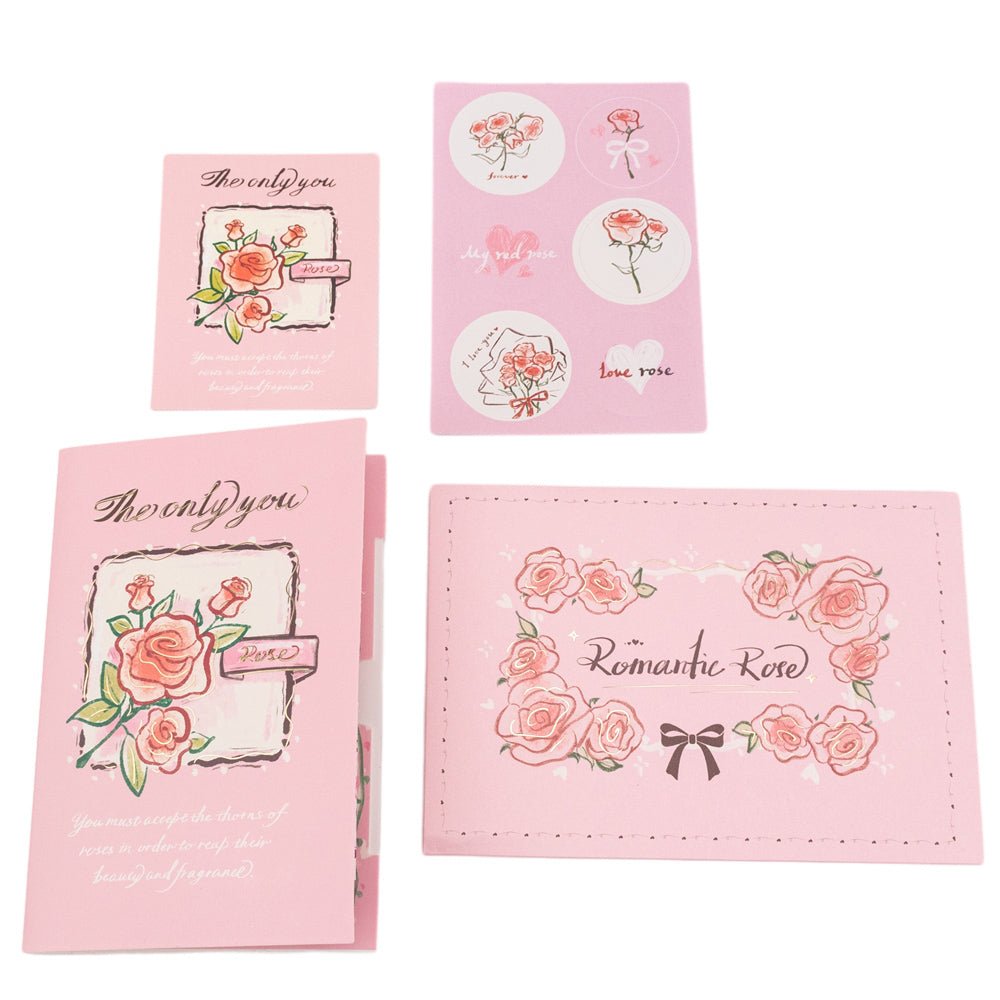 Felicitare 3D stil handmade model floral - roz - 15x10cm