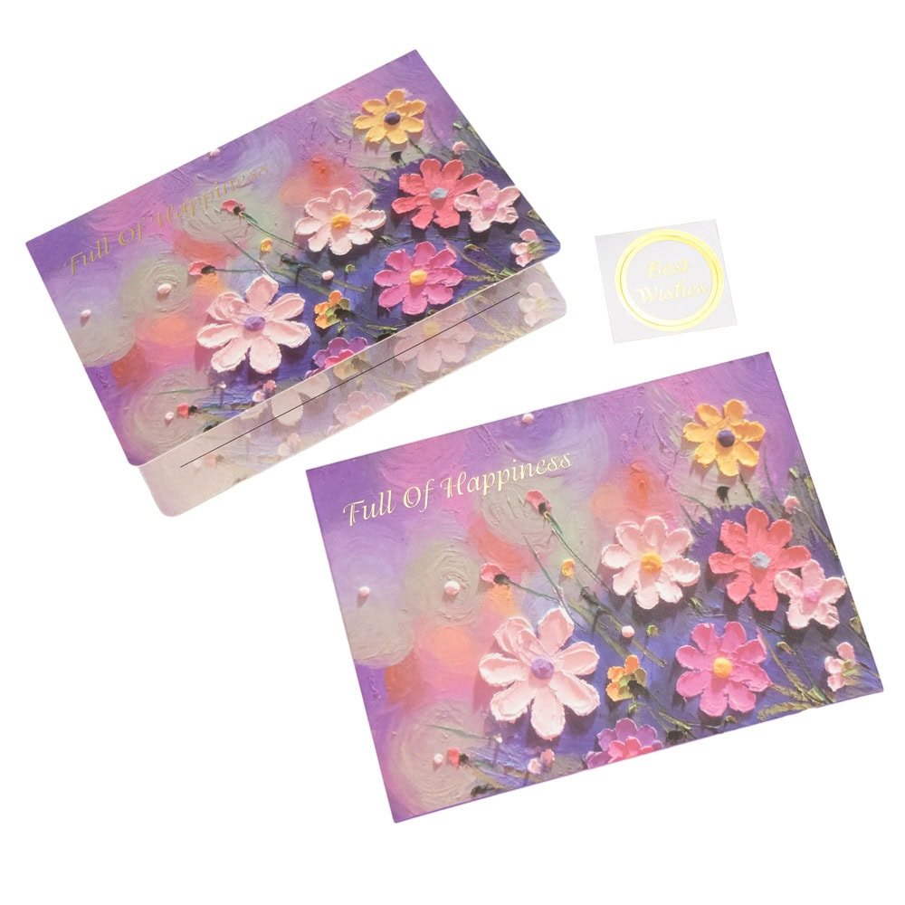 Felicitare stil pictură cu plic și sticker Best Wishes - model 4