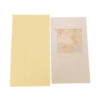 Felicitări cu fereastră model floral și plic - bej (set 10 buc)