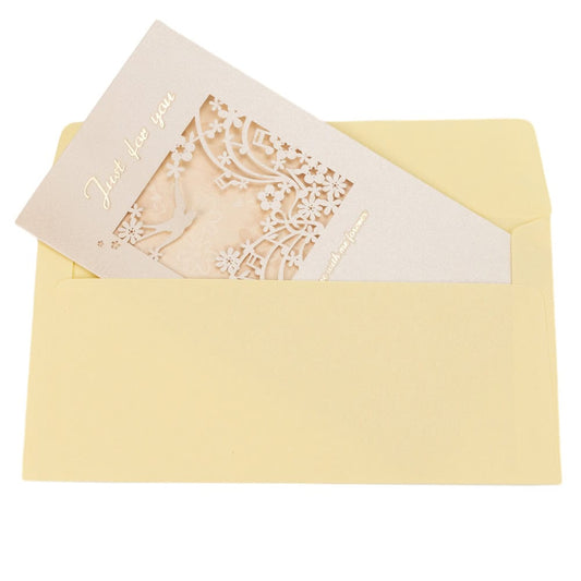 Felicitări cu fereastră model floral și plic - bej (set 10 buc)