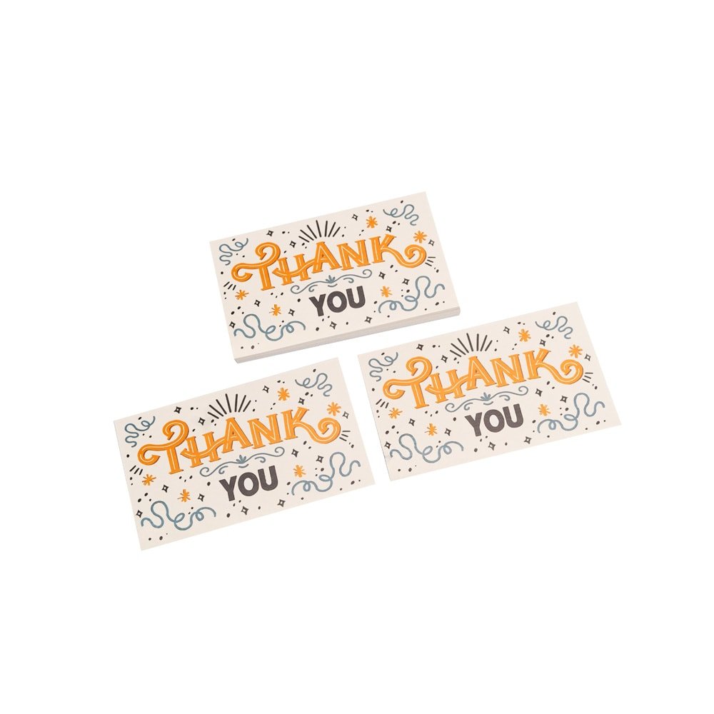 Felicitări cu mesaj Thank you - portocaliu (set 30 buc)