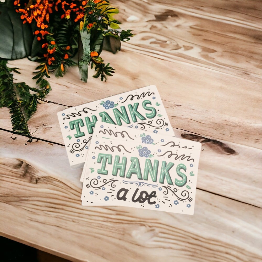 Felicitări cu mesaj Thank you - verde (set 30 buc)