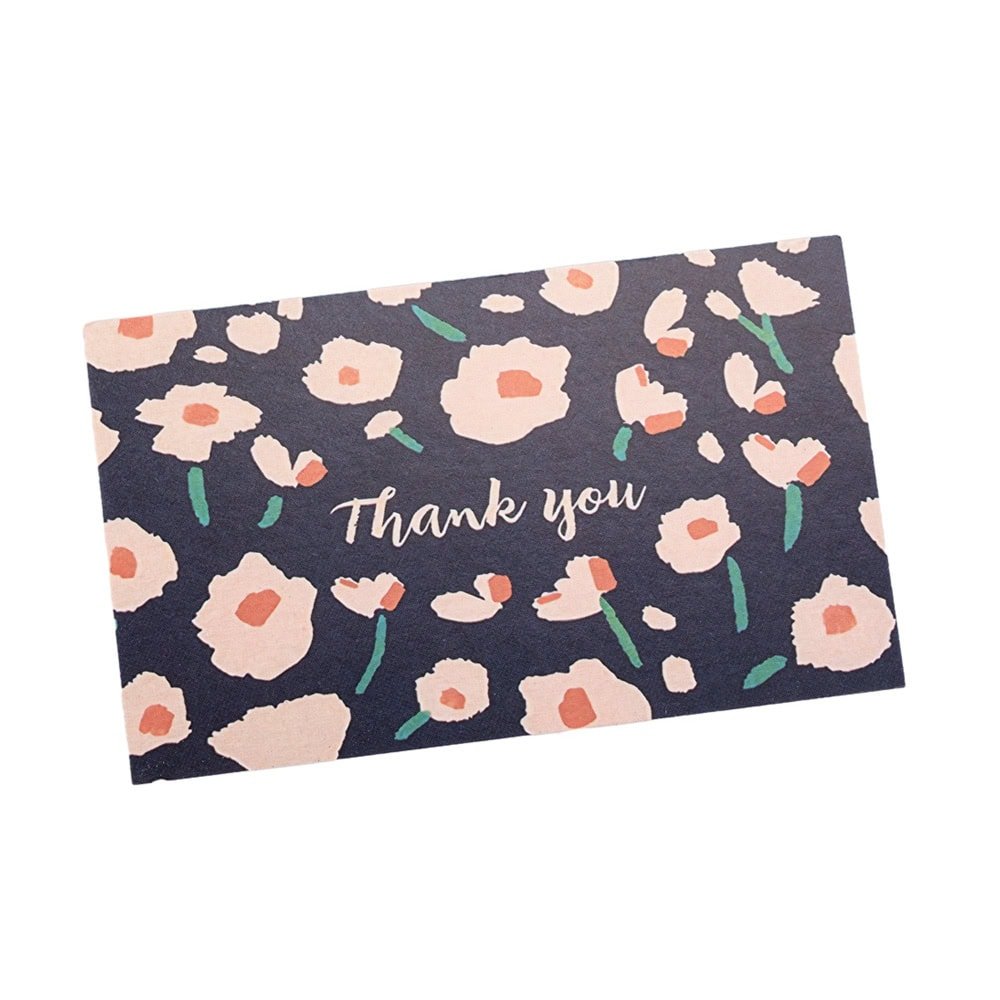 Felicitări hârtie cu design floral și text Thank you - model 2 (set 50 buc)