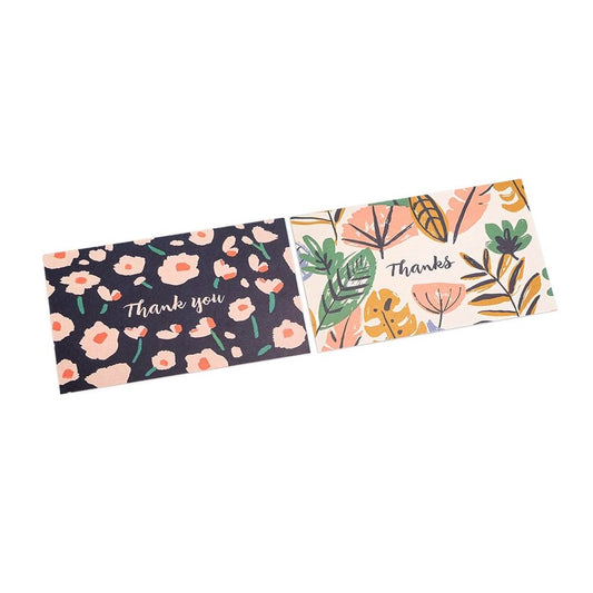 Felicitări hârtie cu design floral și text Thank you - model 2 (set 50 buc)