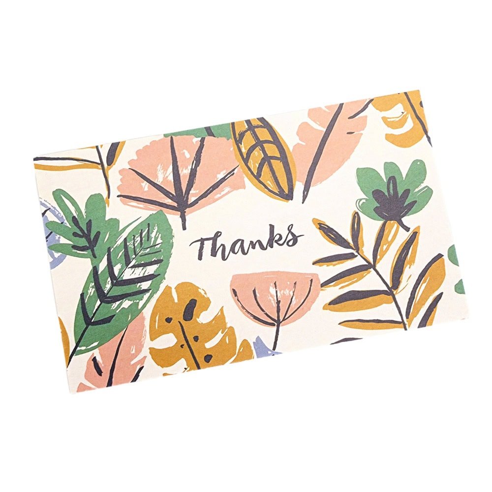 Felicitări hârtie cu design floral și text Thanks - model 1 (set 50 buc)
