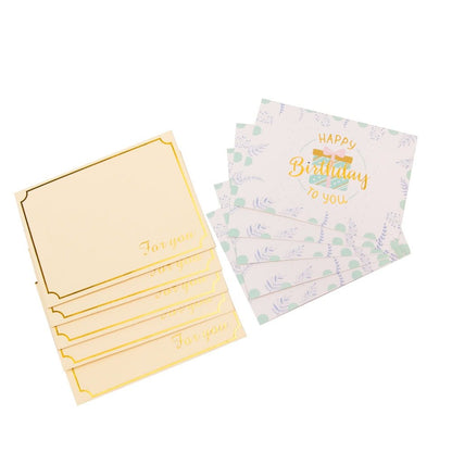 Felicitări hârtie cu mesaj auriu Happy Birthday - model cadou (set 6 buc)