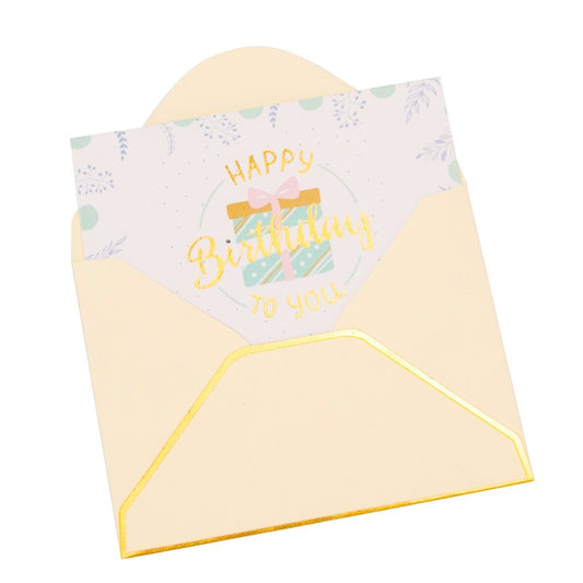 Felicitări hârtie cu mesaj auriu Happy Birthday - model cadou (set 6 buc)