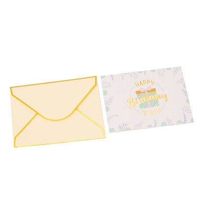 Felicitări hârtie cu mesaj auriu Happy Birthday - model cadou (set 6 buc)