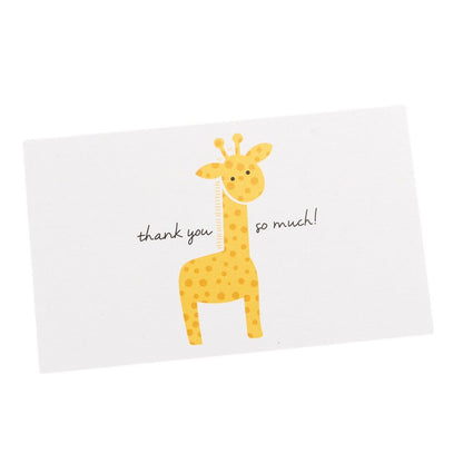 Felicitări hârtie pentru copii cu mesaj Thank you - model girafă (set 50 buc)