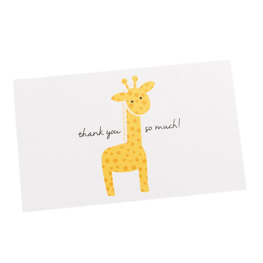 Felicitări hârtie pentru copii cu mesaj Thank you - model girafă (set 50 buc)