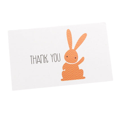 Felicitări hârtie pentru copii cu mesaj Thank you - model iepuraș (set 50 buc)