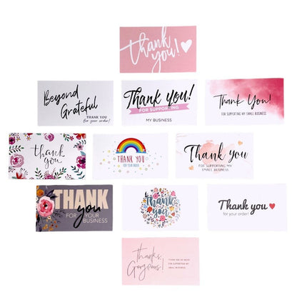 Felicitări Thank you 12 modele diferite - alb (set 100 buc)