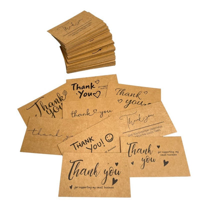 Felicitări Thank you 9 modele diferite - kraft (set 100 buc)