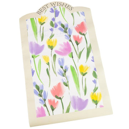 Foi de ambalat decorative model floral Best Wishes - galben (set 10 buc)