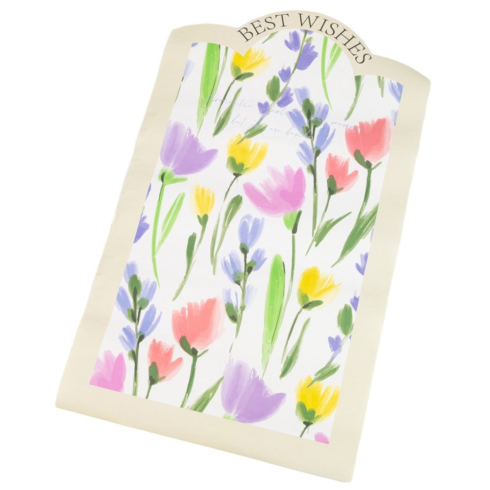 Foi de ambalat decorative model floral Best Wishes - galben (set 10 buc)