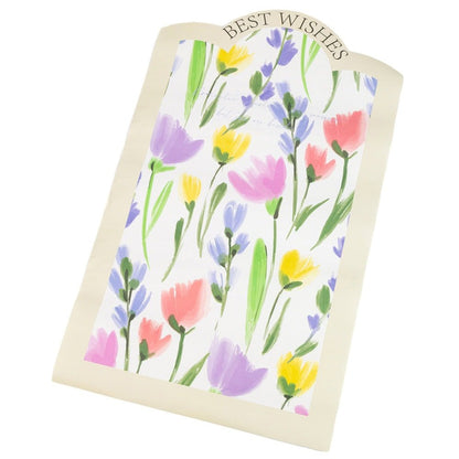 Foi de ambalat decorative model floral Best Wishes - galben (set 10 buc)