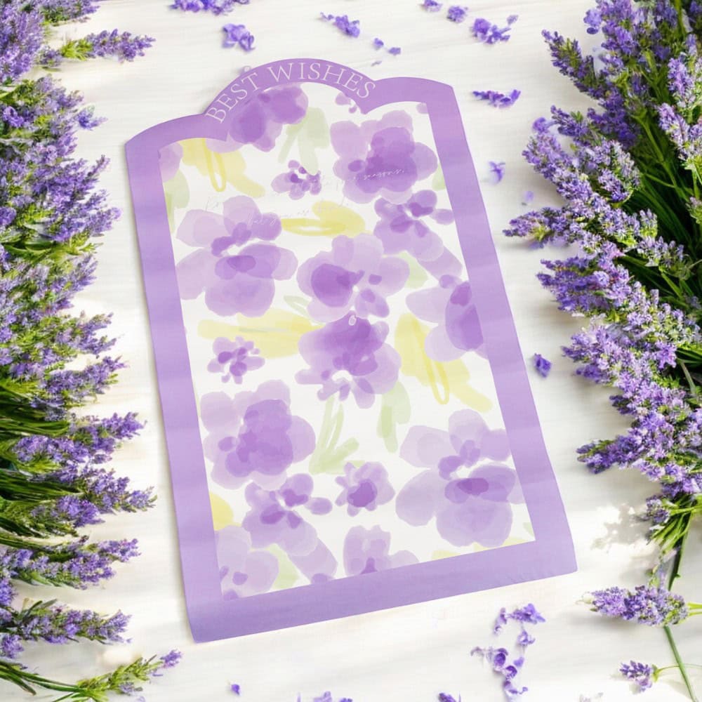 Foi de ambalat decorative model floral Best Wishes - mov (set 10 buc)