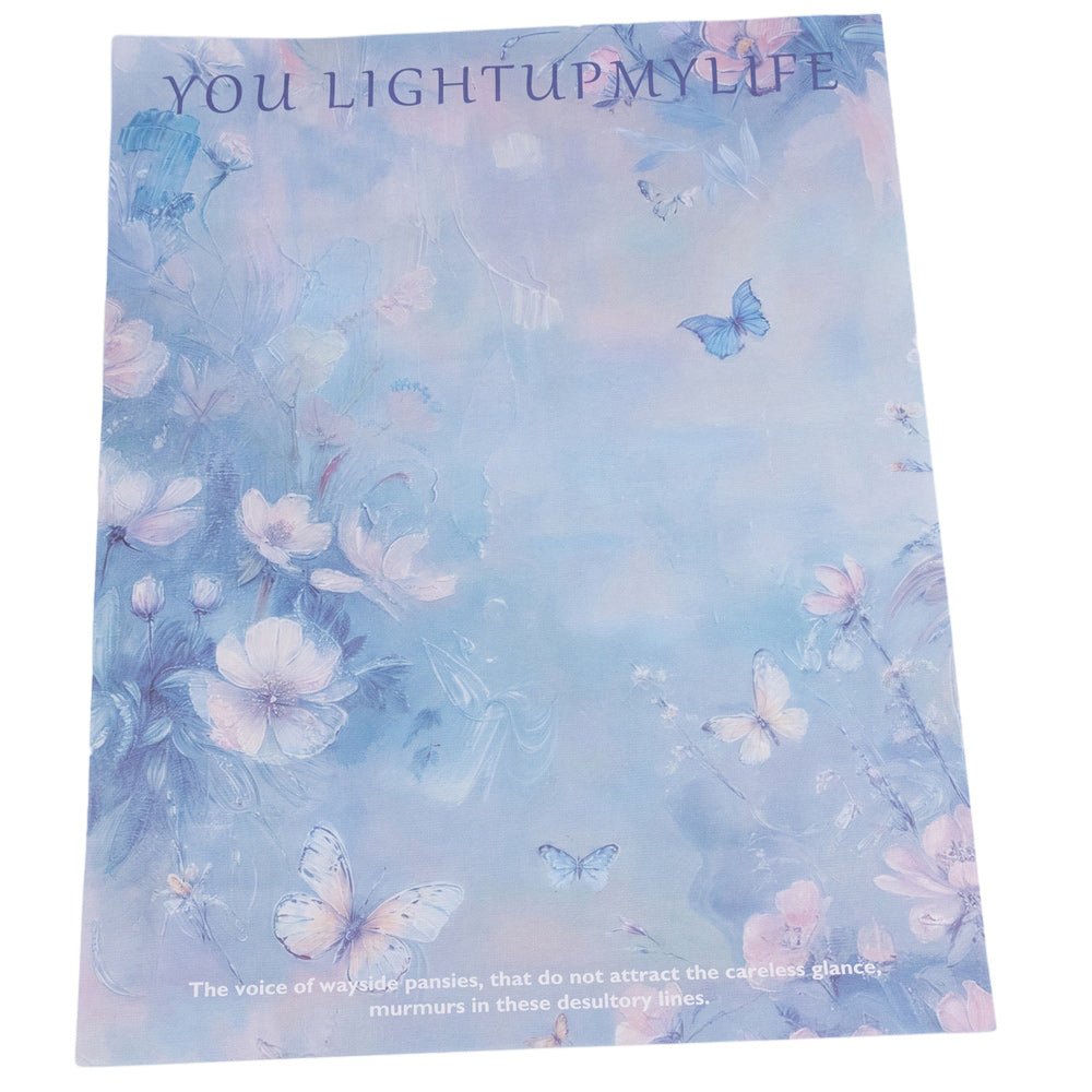 Foi de ambalat decorative model floral și text - bleu (set 10 buc) 38x50cm