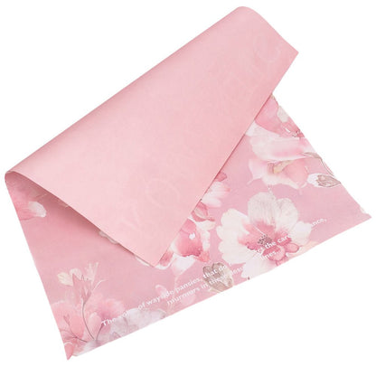 Foi de ambalat decorative model floral și text - roz (set 10 buc) 38x50cm