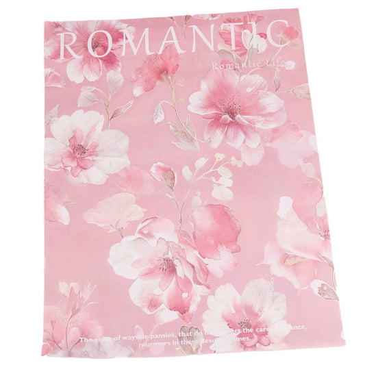 Foi de ambalat decorative model floral și text - roz (set 10 buc) 38x50cm