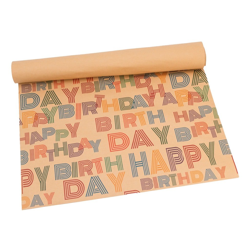Foi hârtie de ambalat kraft - model 1 mesaj Happy Birthday (set 50 buc)