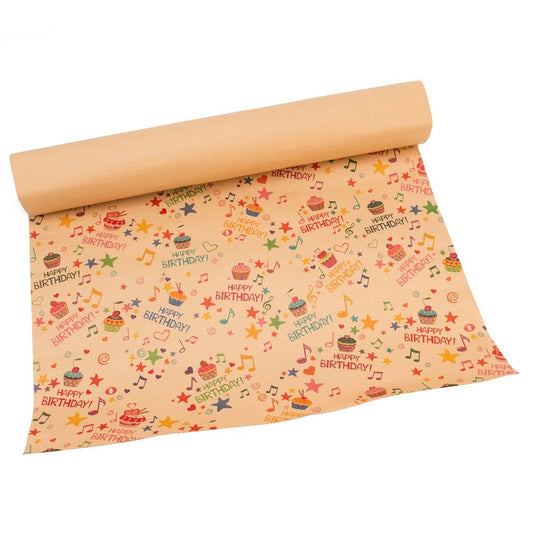 Foi hârtie de ambalat kraft - model 3 Happy Birthday (set 50 buc)