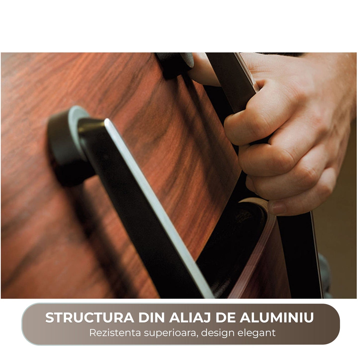 Fotoliu premium din piele, structura rezistenta din aluminiu, Negru
