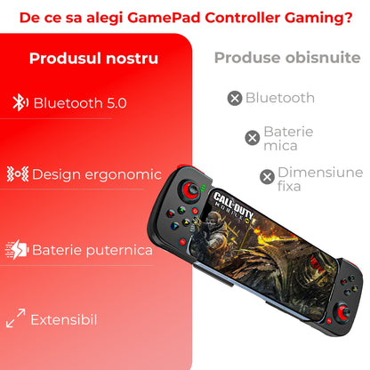 GamePad Controller Gaming pentru telefon Android, iOS, Nintendo Switch, Negru