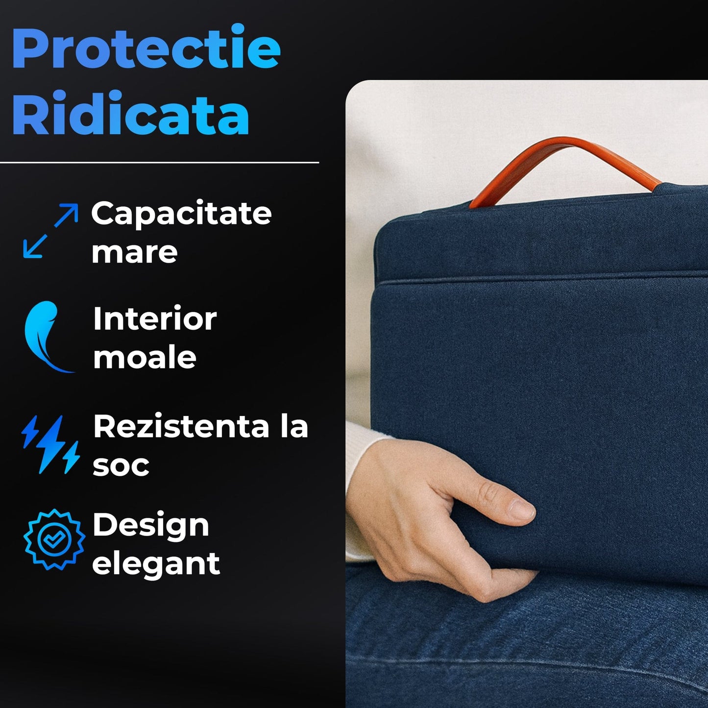 Geanta laptop portabila, 13'', 14'', 15'', 16'' inch, ultrabook, Albastru