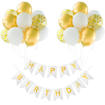 Ghirlandă hârtie cu litere pentru petrecere cu mesaj Happy Birthday - alb