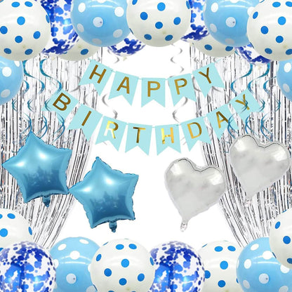 Ghirlandă hârtie cu litere pentru petrecere cu mesaj Happy Birthday - bleu