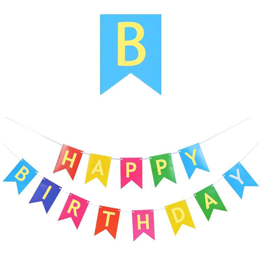 Ghirlandă hârtie cu litere pentru petrecere cu mesaj Happy Birthday - multicolor