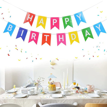 Ghirlandă hârtie cu litere pentru petrecere cu mesaj Happy Birthday - multicolor