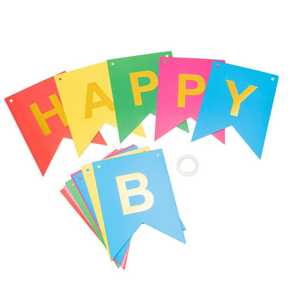Ghirlandă hârtie cu litere pentru petrecere cu mesaj Happy Birthday - multicolor