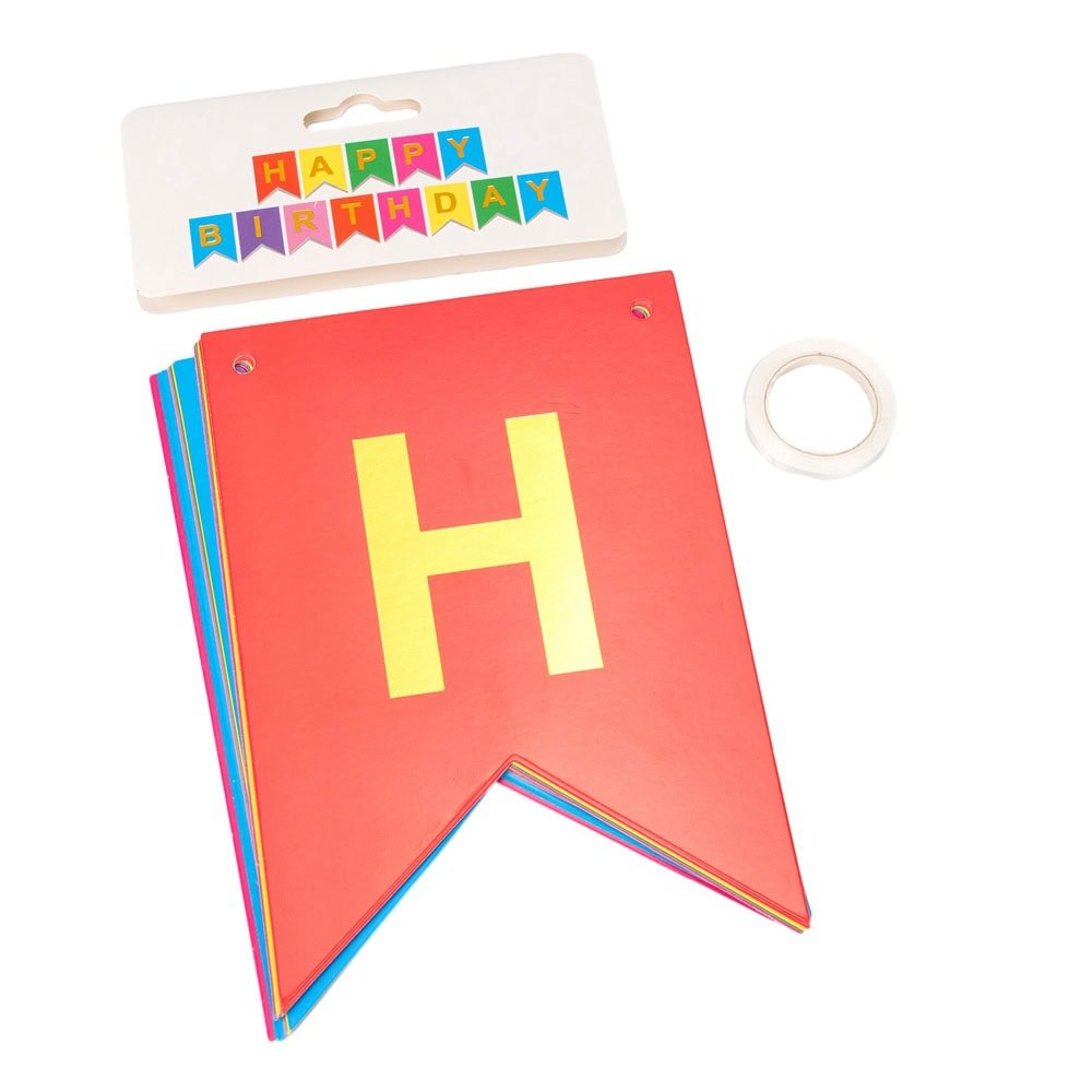 Ghirlandă hârtie cu litere pentru petrecere cu mesaj Happy Birthday - multicolor