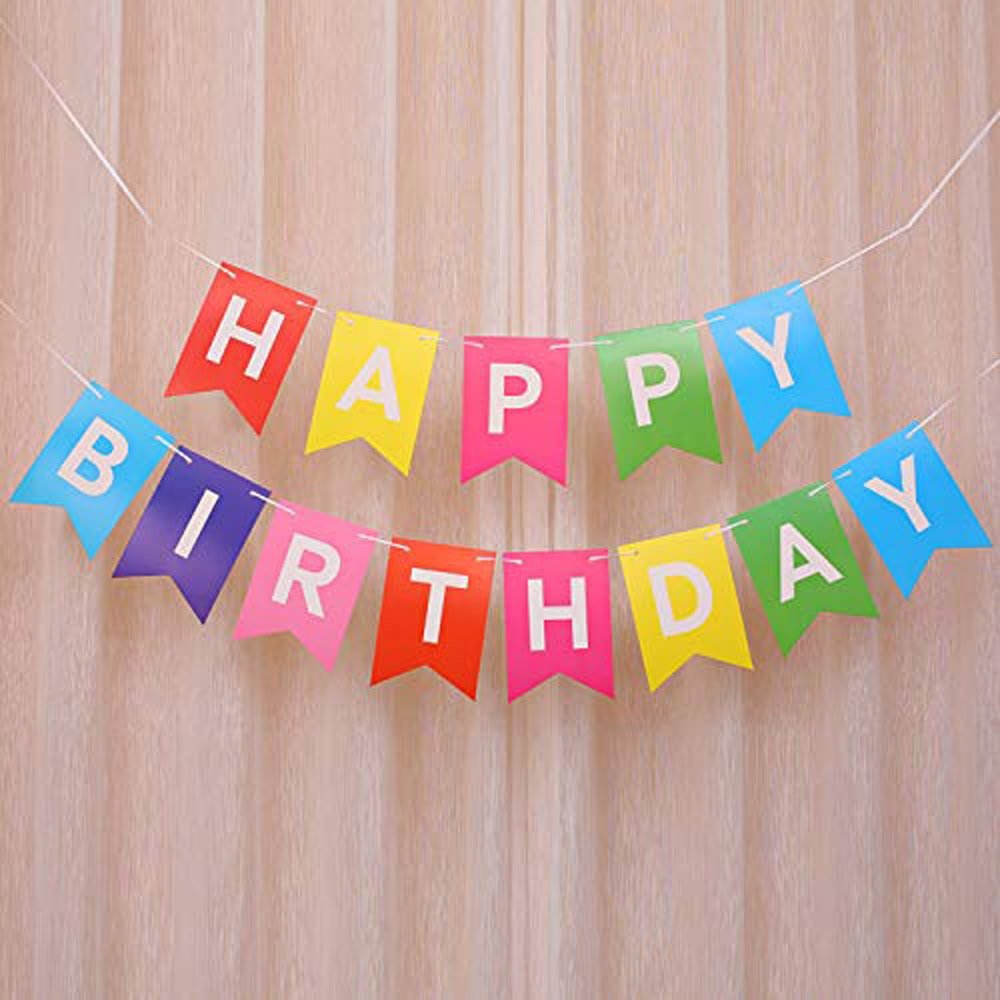Ghirlandă hârtie cu litere pentru petrecere cu mesaj Happy Birthday - multicolor