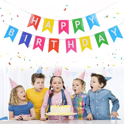 Ghirlandă hârtie cu litere pentru petrecere cu mesaj Happy Birthday - multicolor