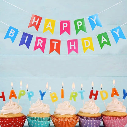 Ghirlandă hârtie cu litere pentru petrecere cu mesaj Happy Birthday - multicolor