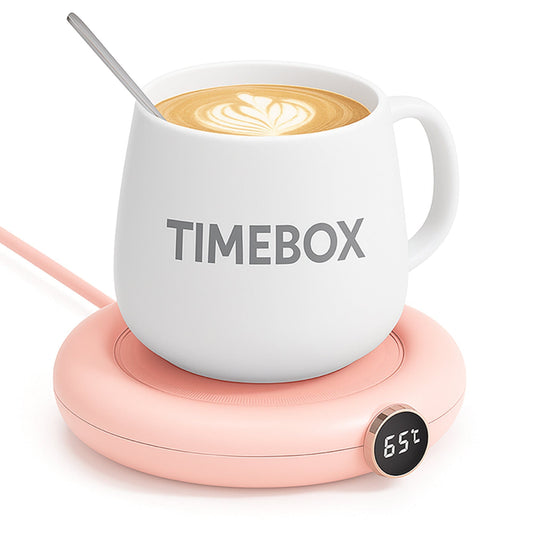 Incalzitor inteligent pentru cana Timebox, cu USB, pana la 75°C, 3 trepte, Roz