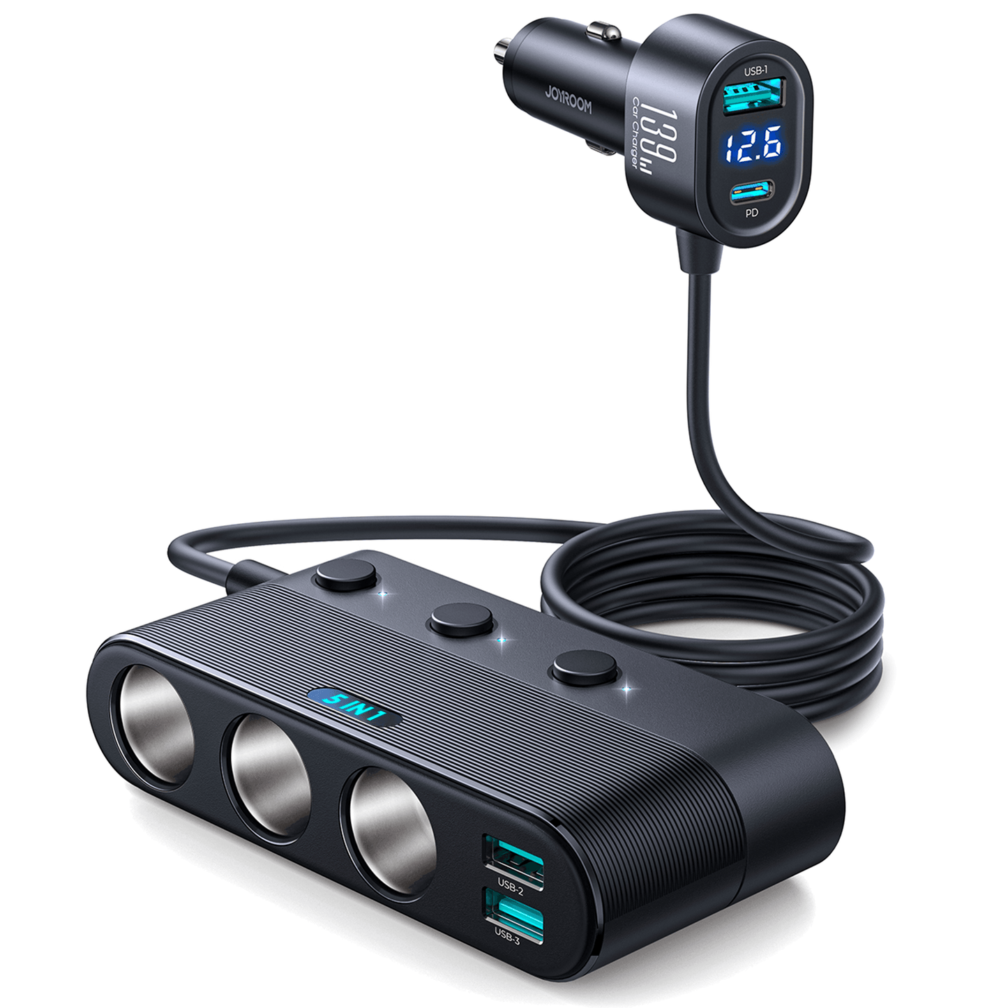 Adaptor priza Timebox, 139W, 3 x USB, 1 X USB-C, 7 in 1, 3x soclu auto, C 3