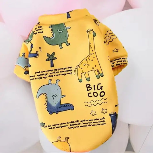 Haină pentru câini și pisici, galbenă, imprimeu girafă