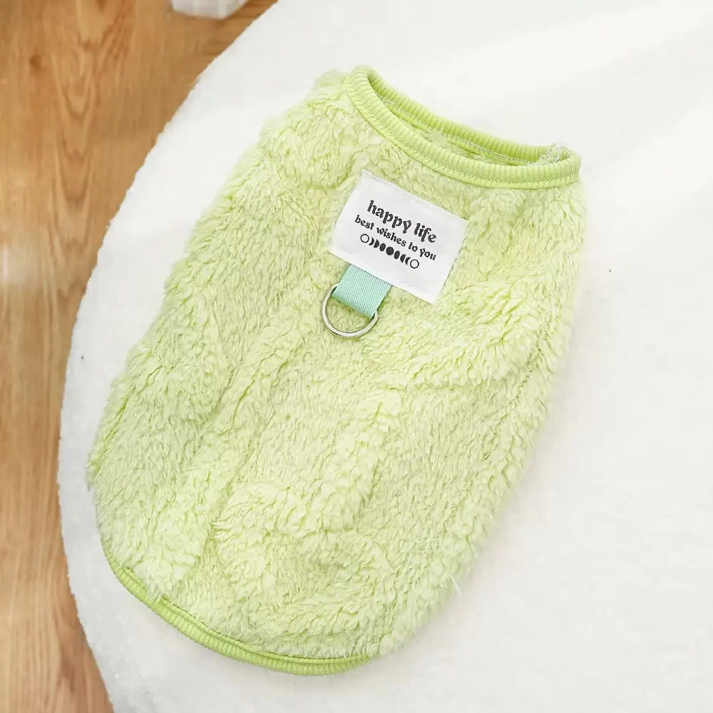 Haină pufoasă pentru câini, cu suport lesă, verde