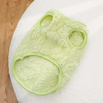 Haină pufoasă pentru câini, cu suport lesă, verde