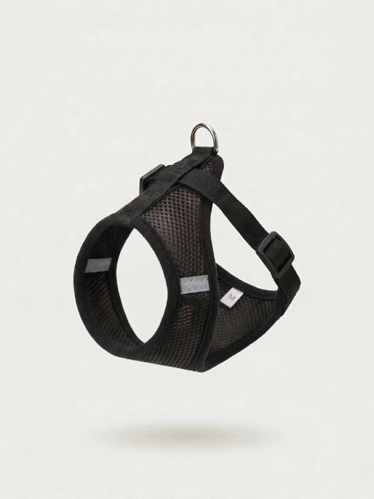 Set ham mesh respirabil pentru căței + lesă 1.5m, ajustare rapidă, negru
