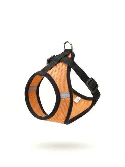 Set ham mesh respirabil pentru căței + lesă 1.5m, ajustare rapidă, galben