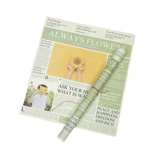 Hârtie decorativă ambalat model ziar 52x58cm - verde (set 20 buc)