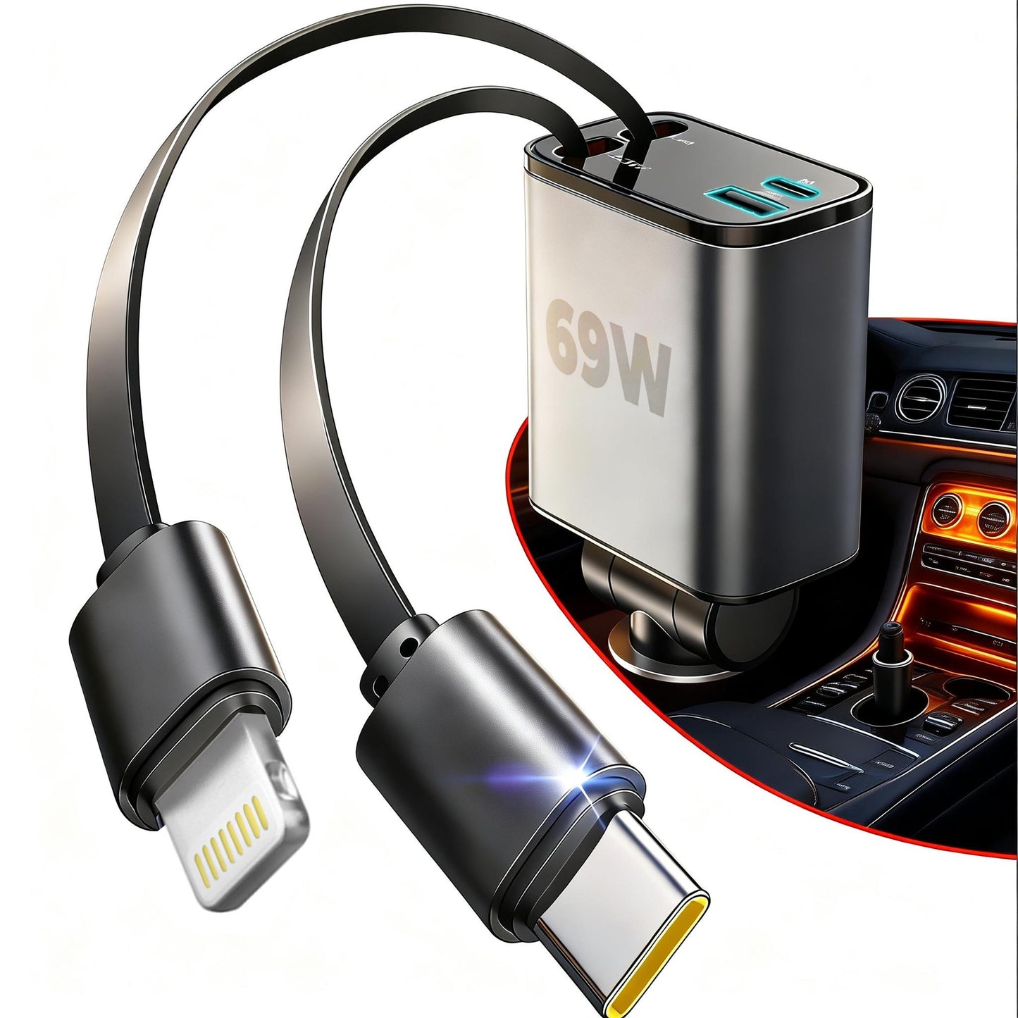 Incarcator auto 66W Super Fast Charge 4 in 1 Timebox