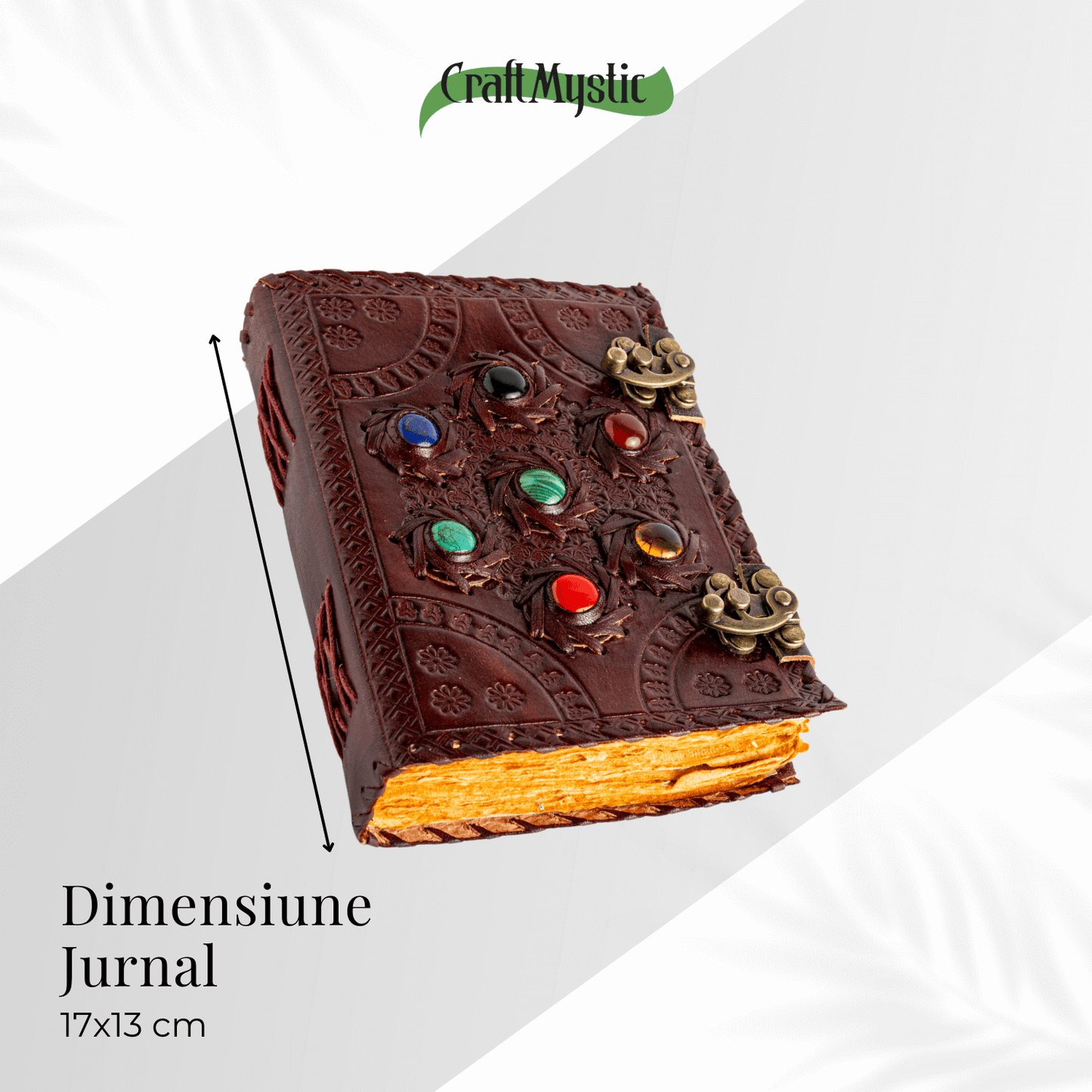 Jurnal Vintage Visiniu cu Cele 7 Pietre Chakre