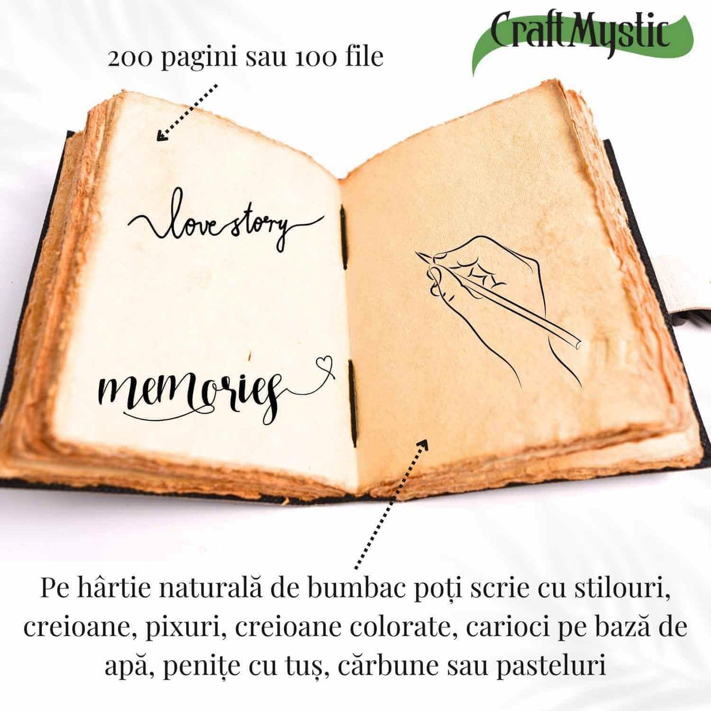 Jurnal piele naturala cu bufnite si obsidian - Intelepciune si protectie